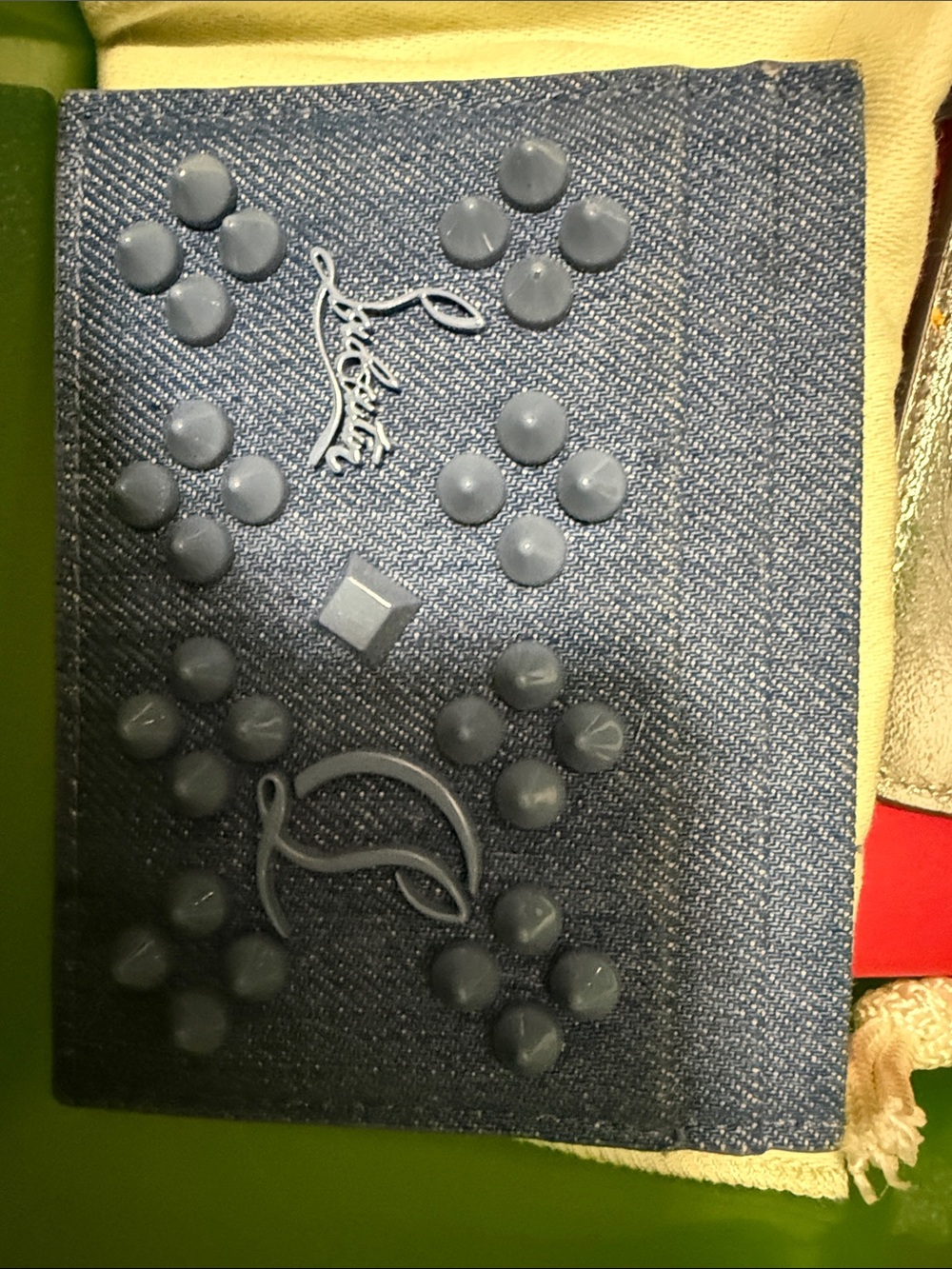 Christian Louboutin Denim Studded Card Holder